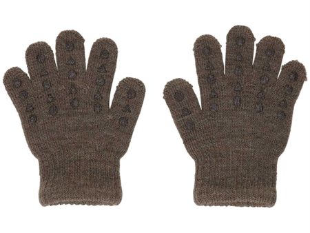 GObabyGO Wool Grip Gloves Brown Melange For Sale