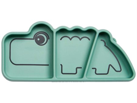 Done by Deer Silikon Stick & Stay Snack Plate Croco Green Online Hot Sale