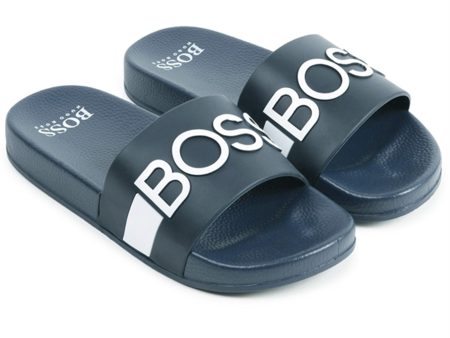 Hugo Boss Aqua Slides Navy Online Sale