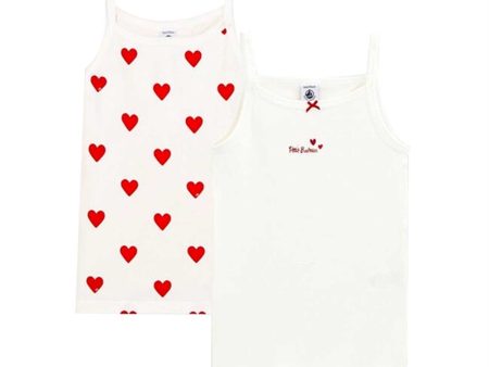 Petit Bateau Undershirt 2-pack White Red Hearts Online