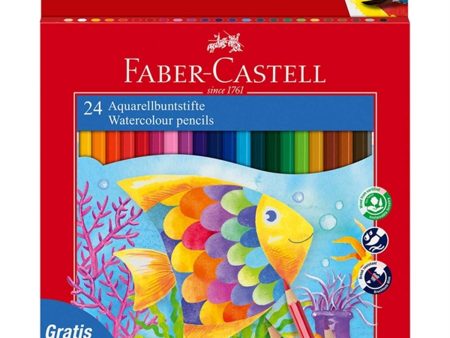 Faber Castell Akvarel 24 Färgblyerts + Pensel Online Sale