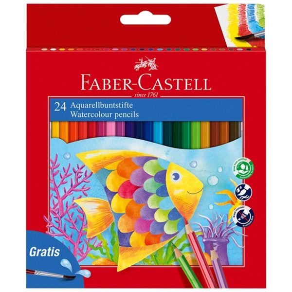 Faber Castell Akvarel 24 Färgblyerts + Pensel Online Sale