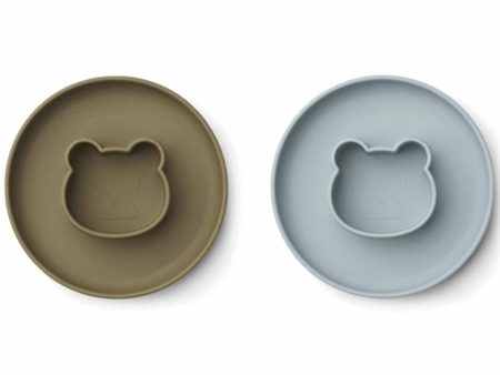 Liewood Gordon Silikon Plate 2-pack Mr Bear Blue Fog   Khaki Mix Online