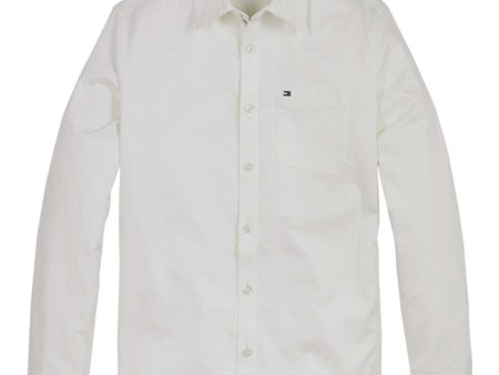 Tommy Hilfiger Stretch Twill Tonal Logo Skjorta White For Cheap