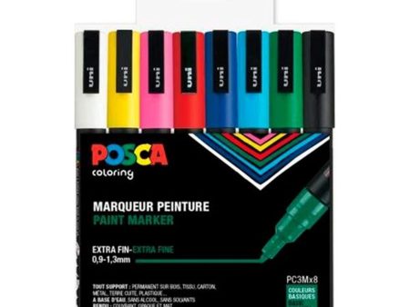 Posca Uni Marker PC-3M 8 8 färger Fashion